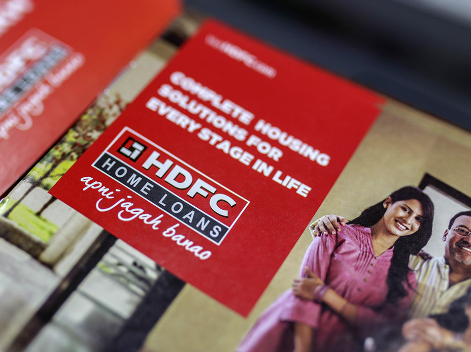 Information leaflets are displayed at a Housing Development Finance Corp. (HDFC) bank branch in Mumbai, India