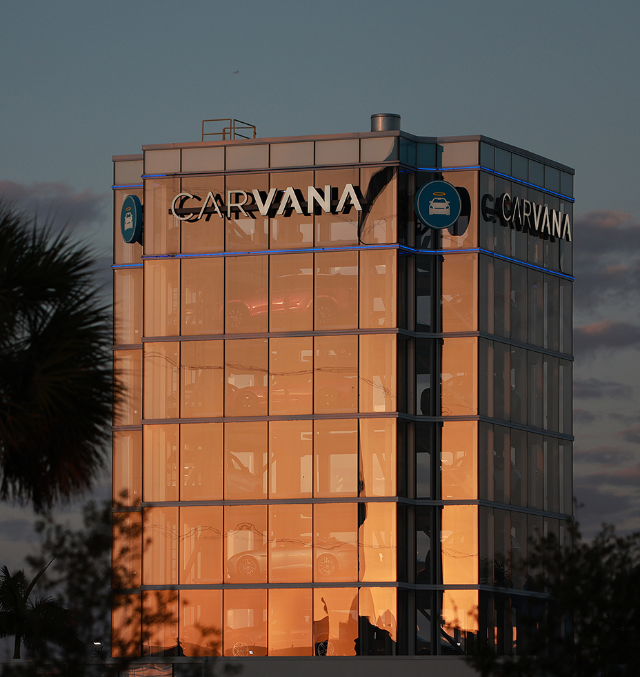 Carvana Co building at sunset in Miami, Florida. 