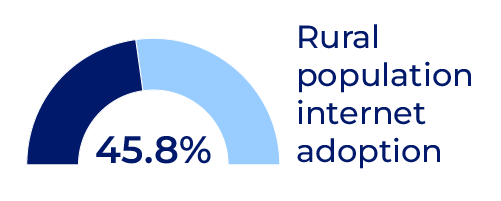 Rural population internet adoption is only 45.8%